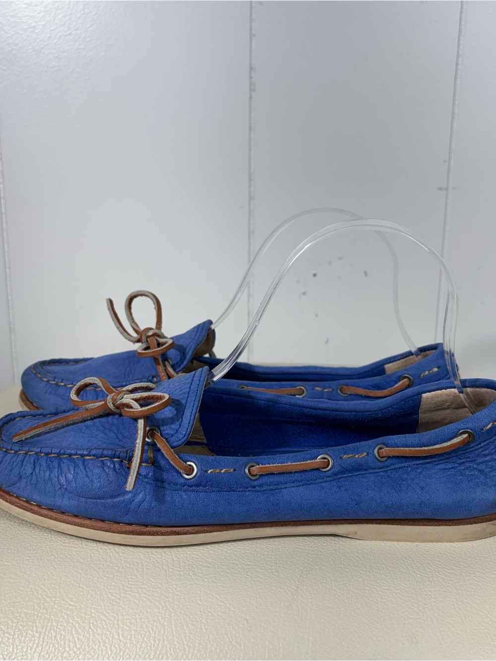 Frye Quincy Tie Boat Slip On Blue Leather Shoes Preppy Colorful Vibrant 8.5 - Picture 5 of 7